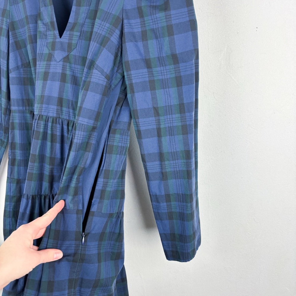 Sail to Sable Tuckernuck Blackwatch Plaid Long Sleeve Tunic Flare Dress Sz XS - Picture 11 of 11